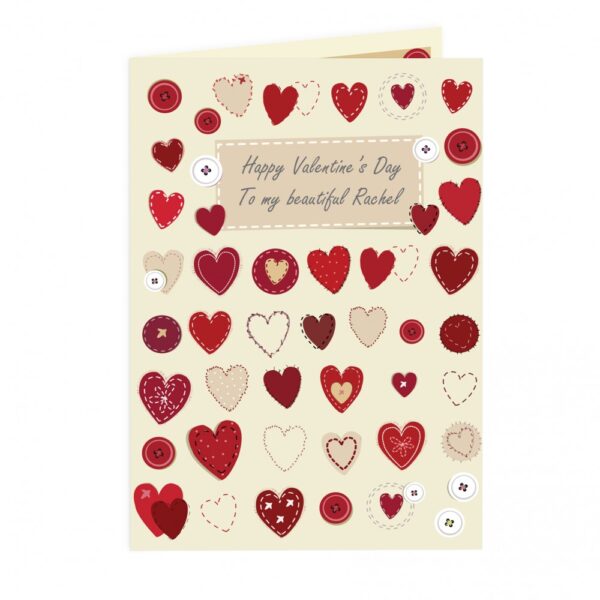 Personalised Fabric Hearts Design Card - Image 3