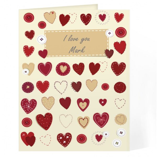 Personalised Fabric Hearts Design Card - Image 4