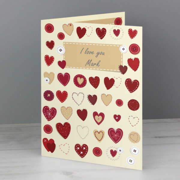 Personalised Fabric Hearts Design Card - Image 5