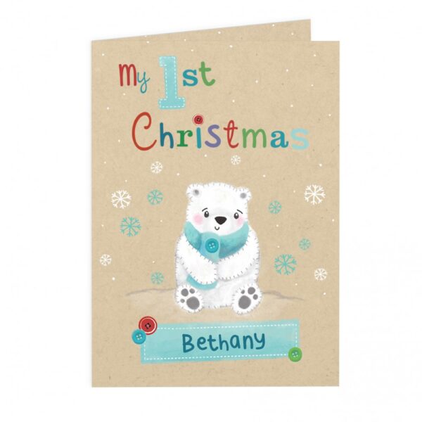 Personalised Polar Bear My 1st Christmas Card - Image 2