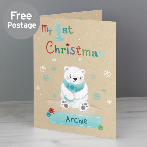 Personalised Polar Bear My 1st Christmas Card - Image 6