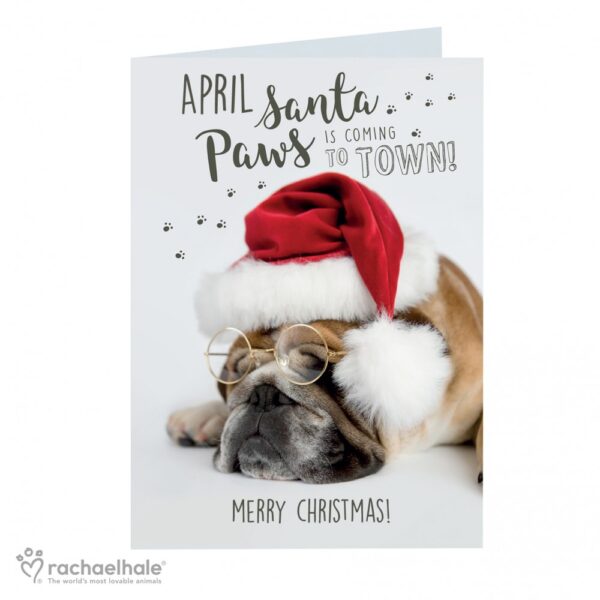 Personalised Rachael Hale Santa Paws Christmas Bulldog Card - Image 2