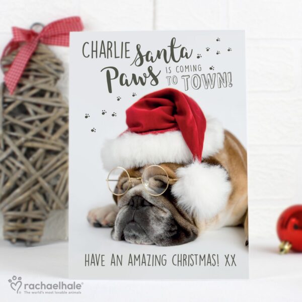 Personalised Rachael Hale Santa Paws Christmas Bulldog Card - Image 4