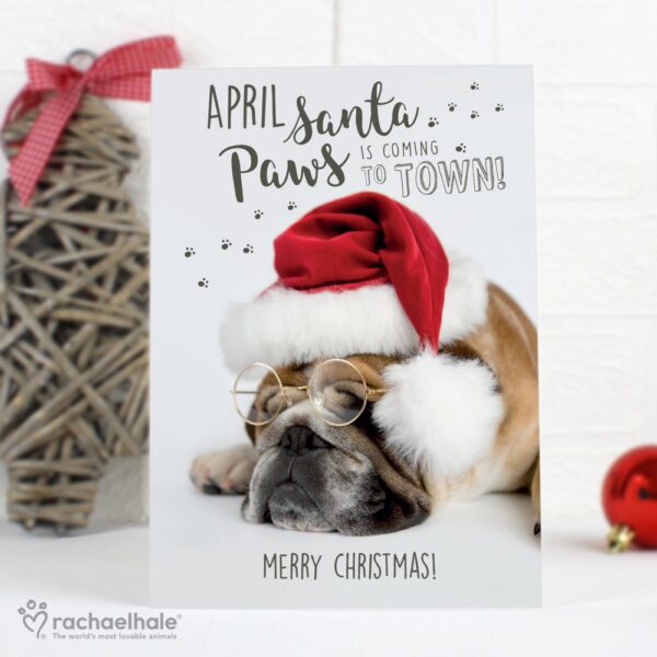 Personalised Rachael Hale Santa Paws Christmas Bulldog Card - Image 5