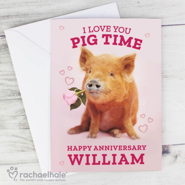 Personalised Rachael Hale 'I Love You Pig Time' Card - Image 4
