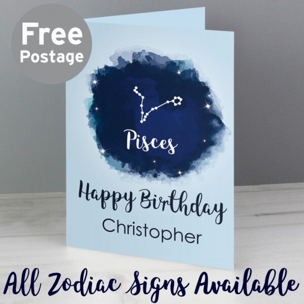 Personalised Pisces Zodiac Star Sign Card (February 19th - March 20th)
