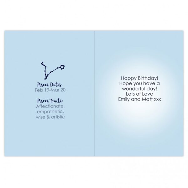 Personalised Pisces Zodiac Star Sign Card (February 19th - March 20th) - Image 4
