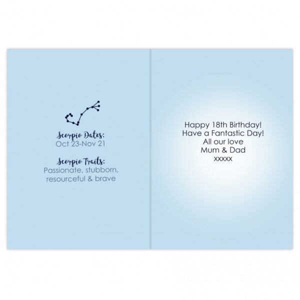 Personalised Scorpio Zodiac Star Sign Card (October 23rd - November 21st) - Image 4