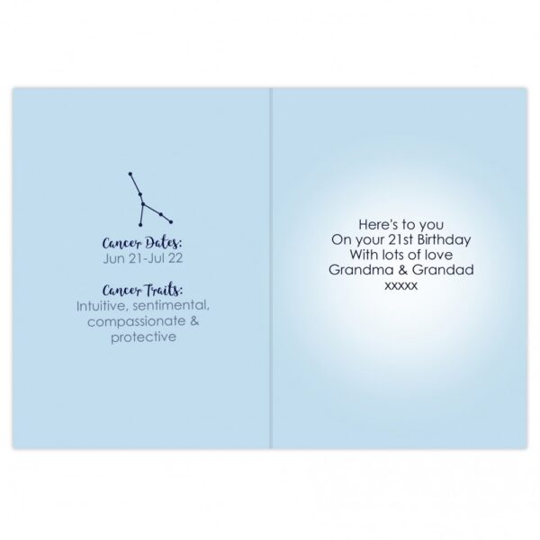 Personalised Cancer Zodiac Star Sign Card (21st June - 22nd July) - Image 4