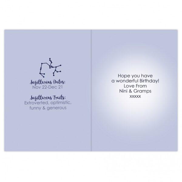 Personalised Sagittarius Zodiac Star Sign Card (November 22nd - December 21st) - Image 4