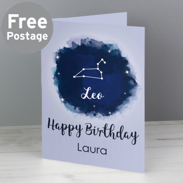 Personalised Leo Zodiac Star Sign Card (July 23rd - August 22nd)