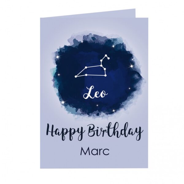 Personalised Leo Zodiac Star Sign Card (July 23rd - August 22nd) - Image 2