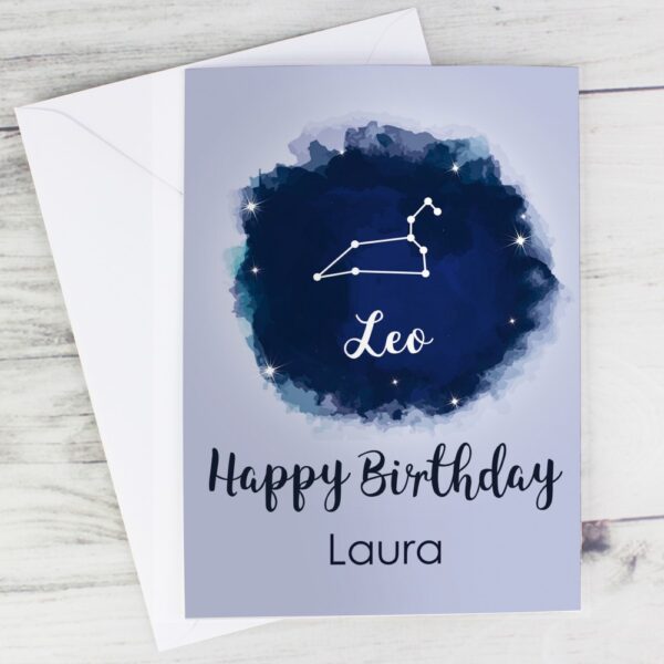 Personalised Leo Zodiac Star Sign Card (July 23rd - August 22nd) - Image 3