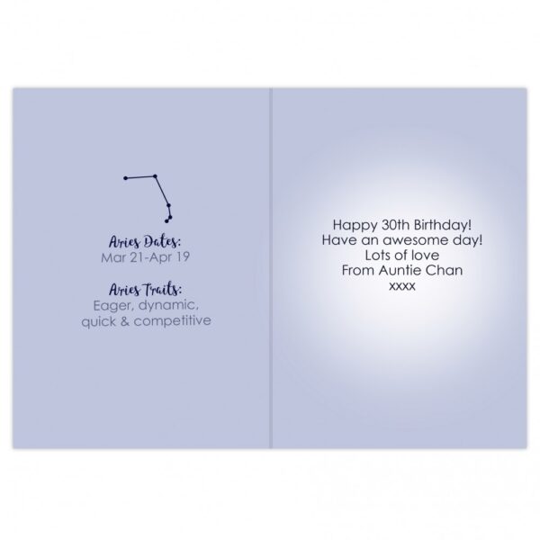 Personalised Aries Zodiac Star Sign Card (March 21st-April 19th) - Image 4