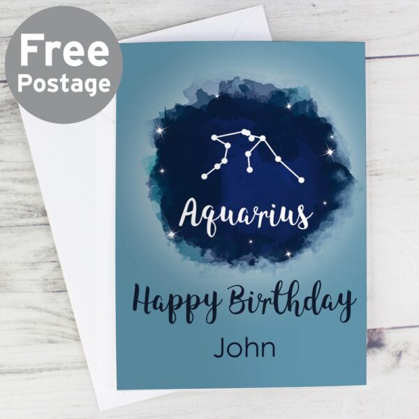 Personalised Aquarius Zodiac Star Sign Card (January 20th - February 18th)