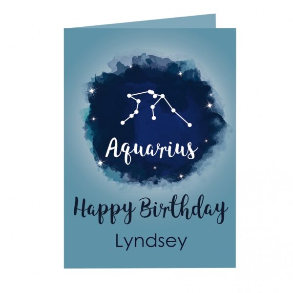 Personalised Aquarius Zodiac Star Sign Card (January 20th - February 18th) - Image 2