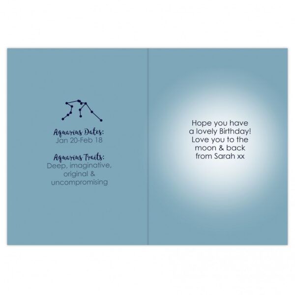 Personalised Aquarius Zodiac Star Sign Card (January 20th - February 18th) - Image 4
