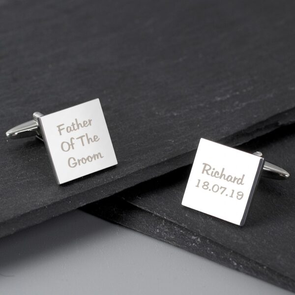 Personalised Square Cufflinks -3 lines - Image 3