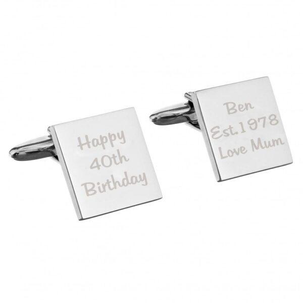 Personalised Any Message Square Cufflinks - 3 lines - Image 2