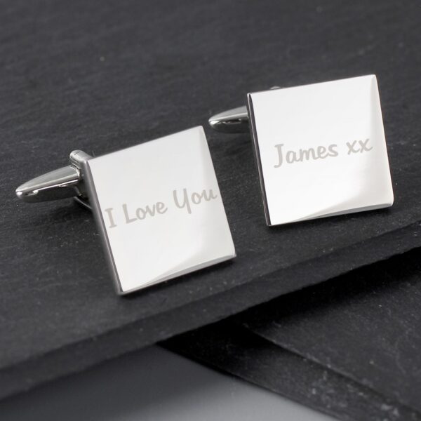 Personalised Any Message Square Cufflinks - 1 line - Image 3