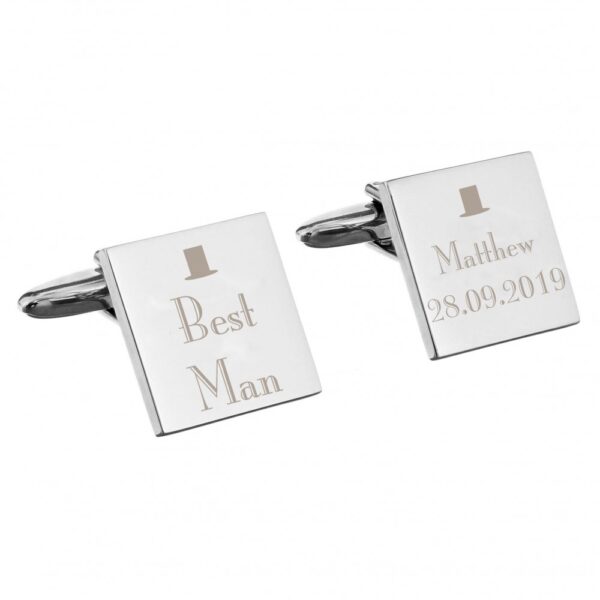 Personalised Decorative Wedding Best Man Square Cufflinks - Image 2