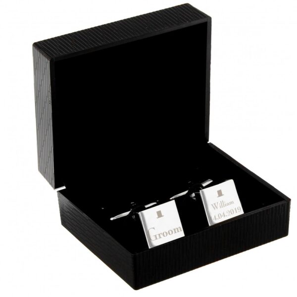 Personalised Decorative Wedding Groom Square Cufflinks - Image 3