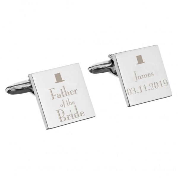 Personalised Decorative Wedding Father of the Bride Square Cufflinks - Image 2