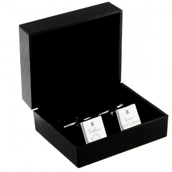 Personalised Decorative Wedding Father of the Bride Square Cufflinks - Image 3