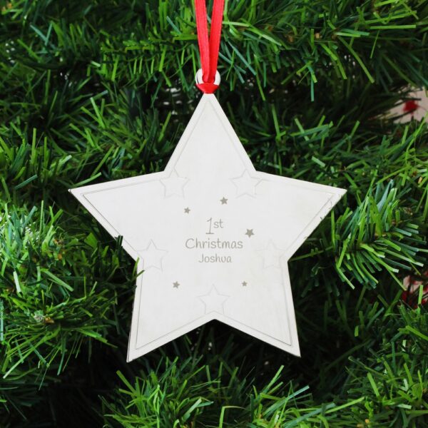 Personalised 1st Christmas Star Tree Decoration - Image 2