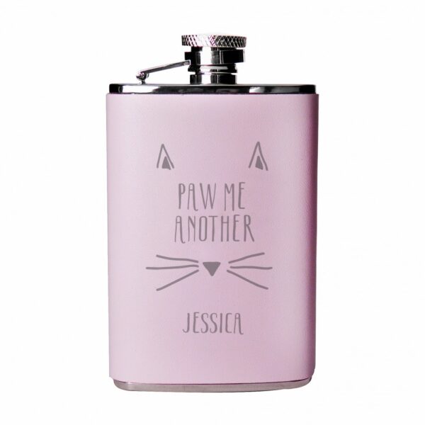Personalised Paw Me Another Pink Hip Flask - Image 2