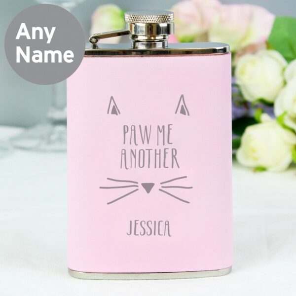 Personalised Paw Me Another Pink Hip Flask - Image 4
