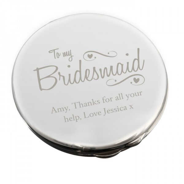 Personalised Bridesmaid Swirls & Hearts Compact Mirror - Image 2