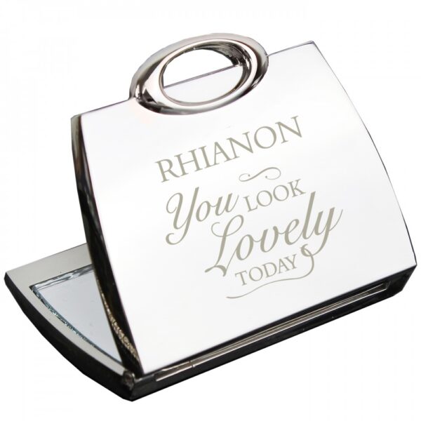 Personalised You Look Lovely Handbag Compact Mirror - Image 2