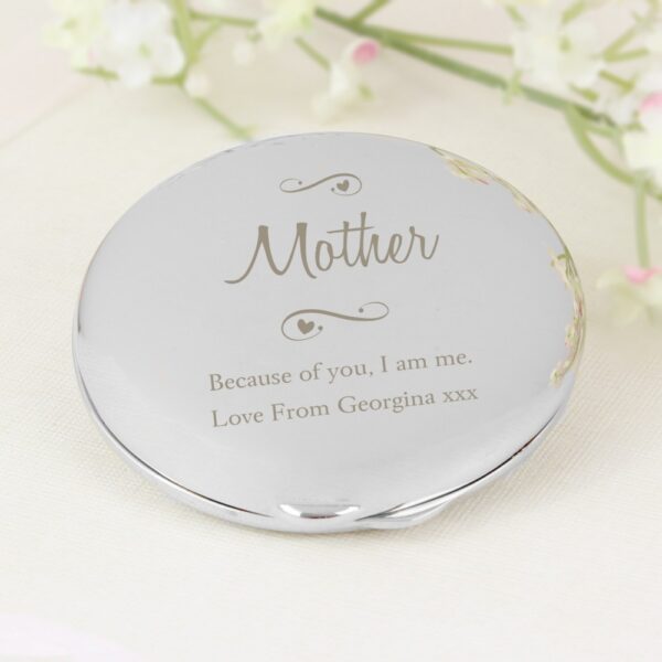Personalised Any Message Swirls & Hearts Compact Mirror - Image 3