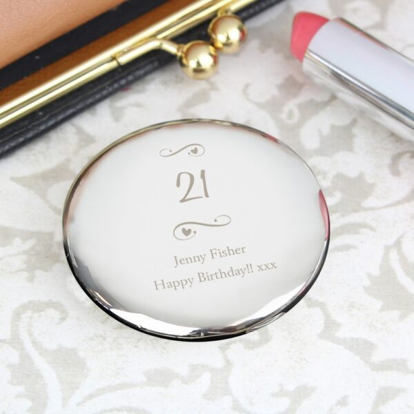 Personalised Any Message Swirls & Hearts Compact Mirror - Image 5