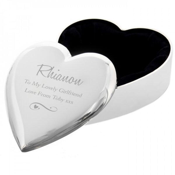 Personalised Any Message Swirls & Hearts Heart Trinket Box - Image 2