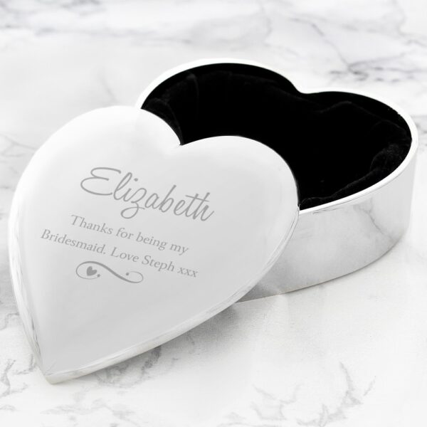 Personalised Any Message Swirls & Hearts Heart Trinket Box - Image 3