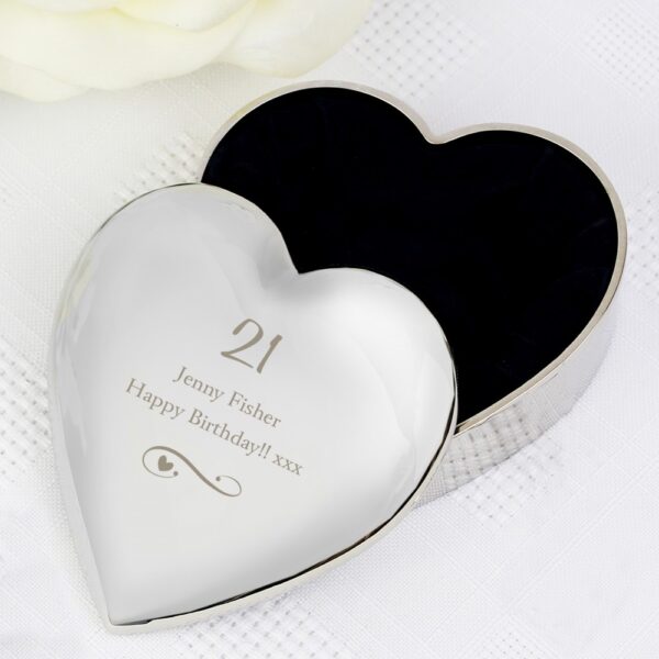 Personalised Any Message Swirls & Hearts Heart Trinket Box - Image 6