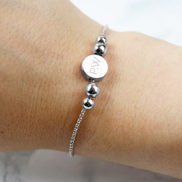 Personalised Silver Plated Initials Disc Bracelet - Image 3