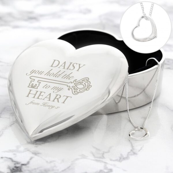 Personalised Key to My Heart Trinket Box & Necklace Set - Image 3