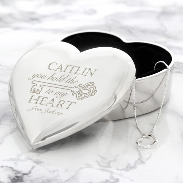 Personalised Key to My Heart Trinket Box & Necklace Set - Image 4