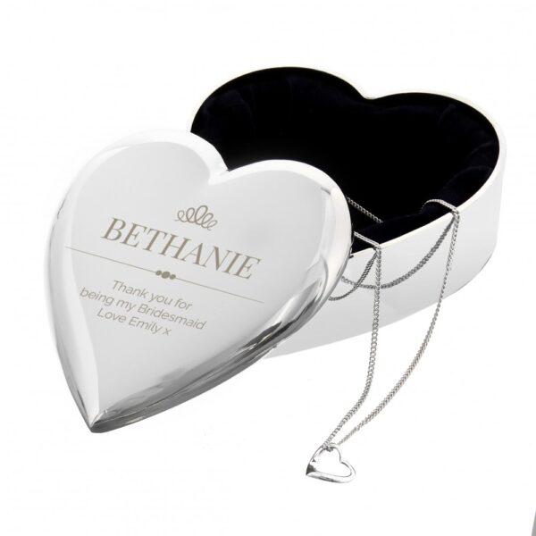 Personalised Elegant Crown Heart Trinket Box & Necklace Set - Image 2