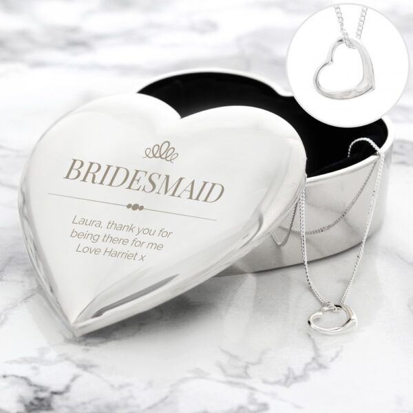 Personalised Elegant Crown Heart Trinket Box & Necklace Set - Image 5