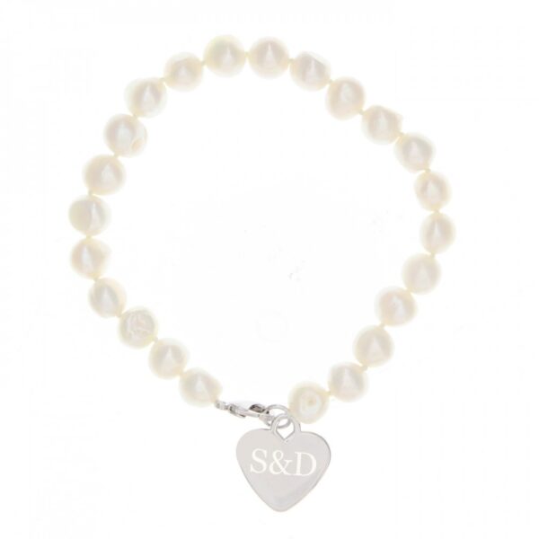 Personalised White Freshwater Pearl Initial Bracelet - Image 2