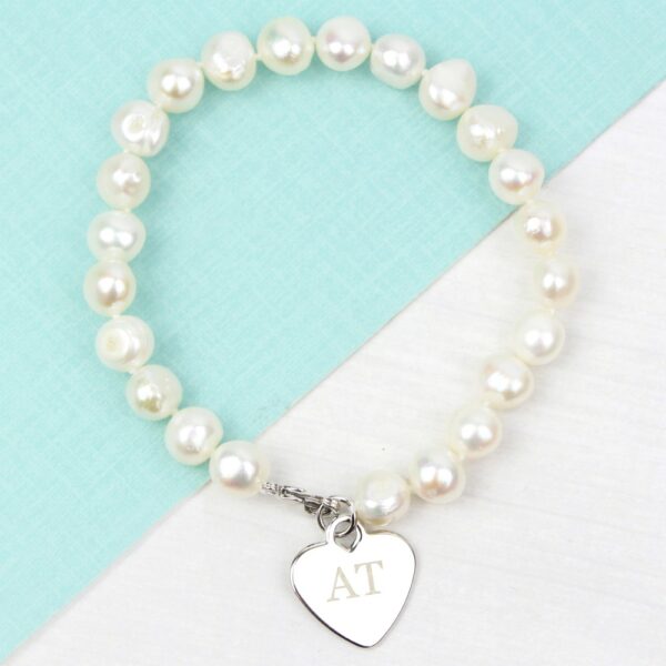 Personalised White Freshwater Pearl Initial Bracelet - Image 4