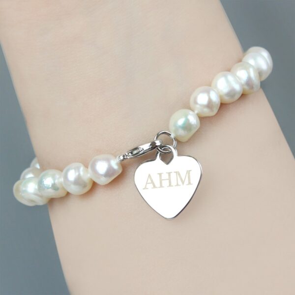 Personalised White Freshwater Pearl Initial Bracelet - Image 6