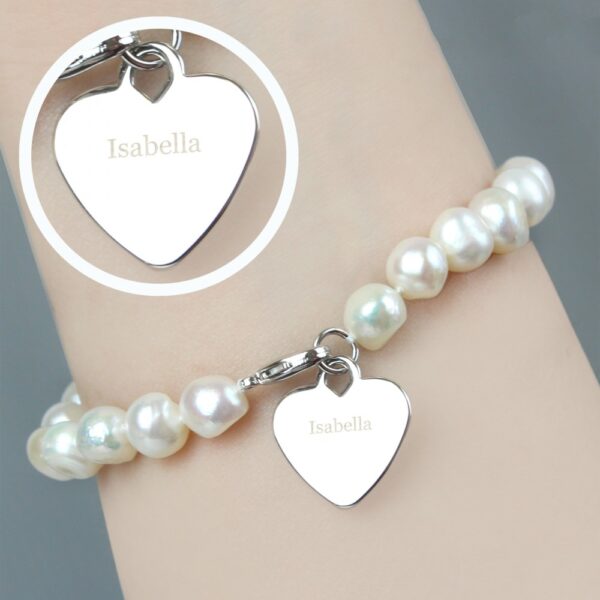Personalised White Freshwater Pearl Name Bracelet - Image 4