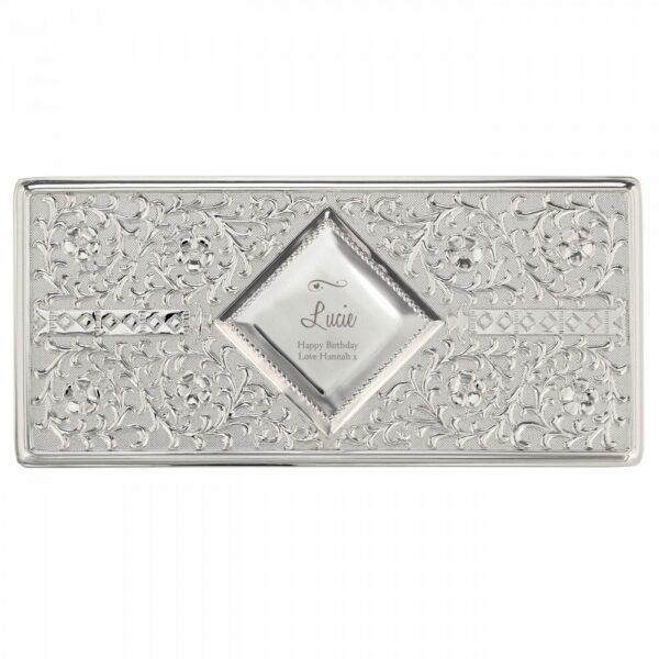 Personalised Swirls & Hearts Antique Silver Plated Jewellery Box - Image 2