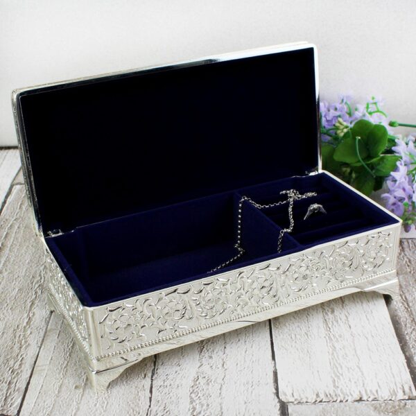 Personalised Swirls & Hearts Antique Silver Plated Jewellery Box - Image 10