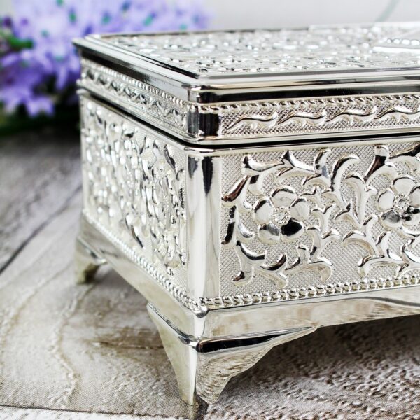 Personalised Swirls & Hearts Antique Silver Plated Jewellery Box - Image 11